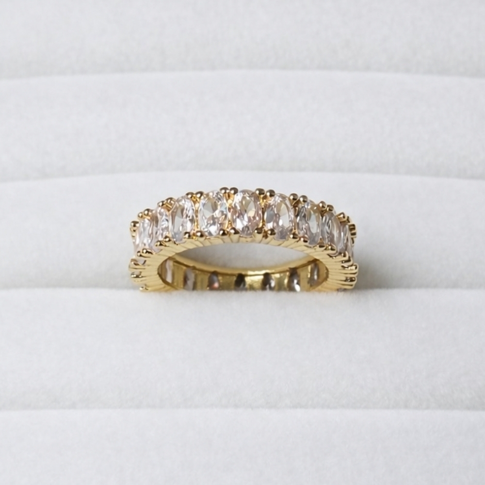Gold Tone CZ Eternity Band Ring | Size 7 | Coquette Romantic Statement Ring